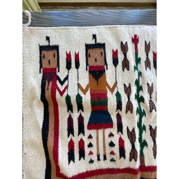Vintage Tan Yei Navajo Style Rug Wall Hanging - Picture 16 of 16